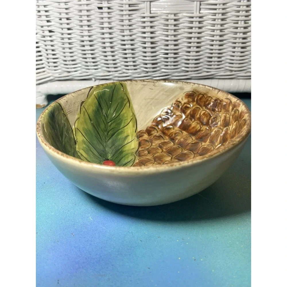 Dario Farrucci Designs‎ Hand Crafted Painted Bowls Majolica Leaves Berries